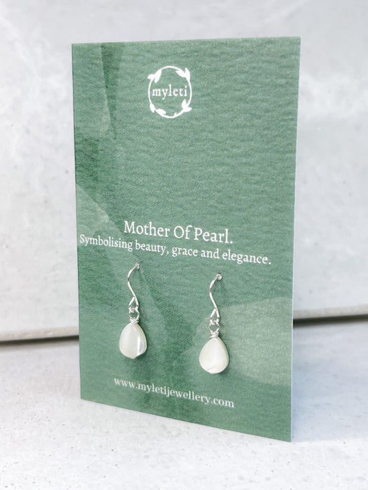 Sterling Silver Mother of Pearl Teardrop Earrings