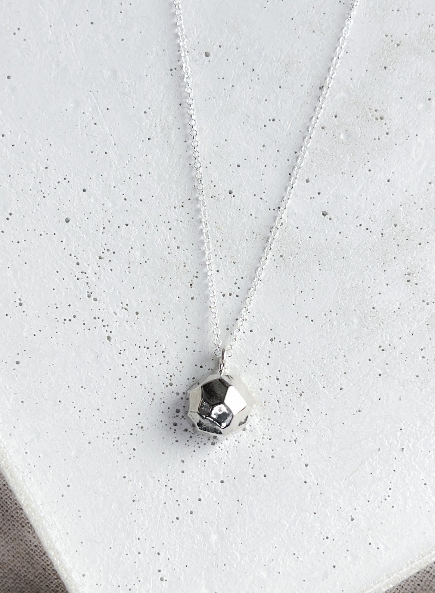 Sterling Silver Light Catcher Faceted Pendant Necklace