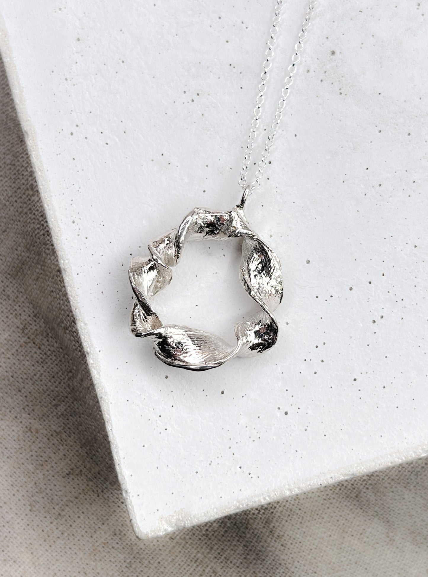 Sterling Silver Flow Twist Pendant Necklace