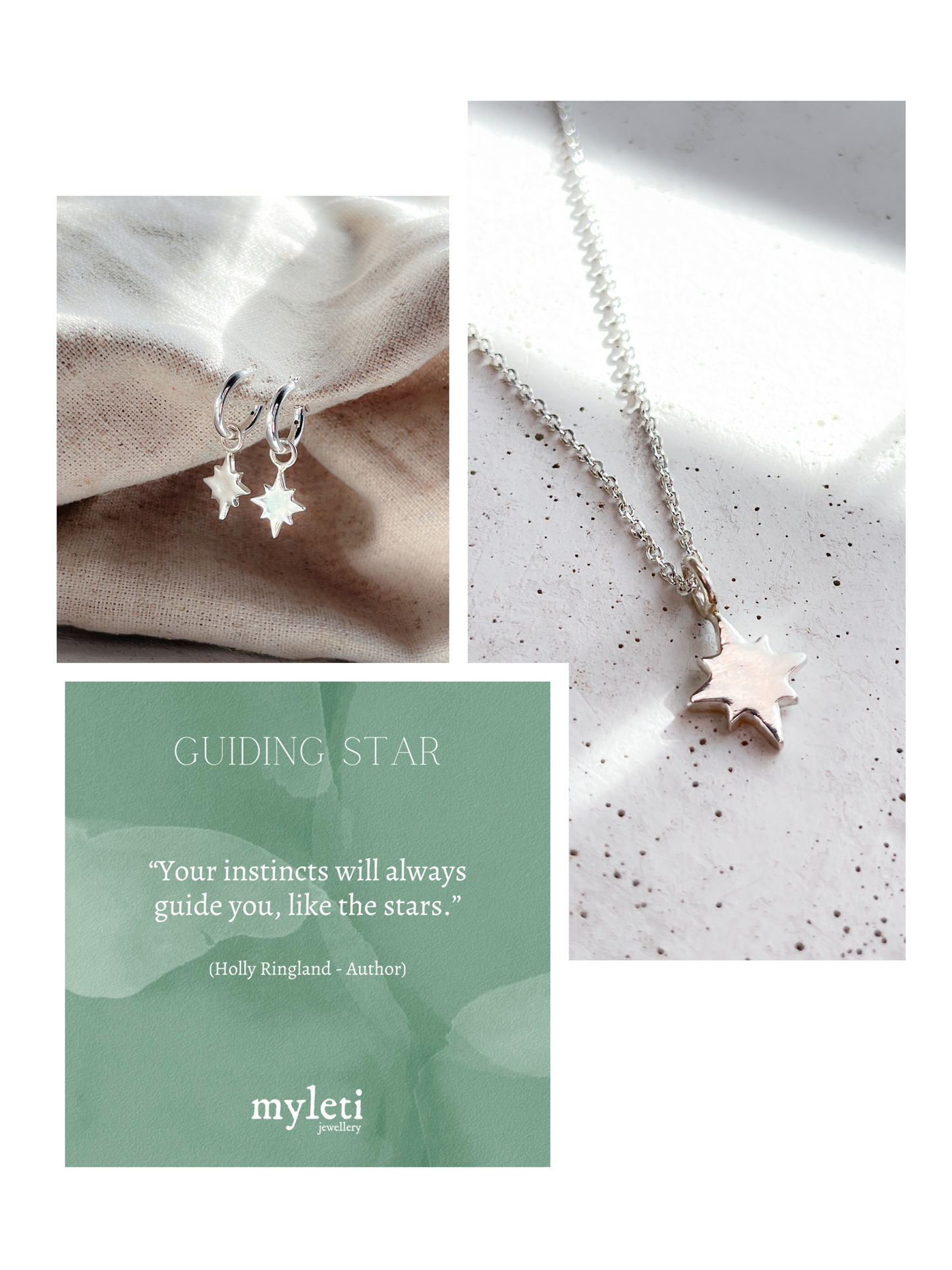 Sterling Silver & Gold Vermeil, Guiding Star Necklace & Earring Set