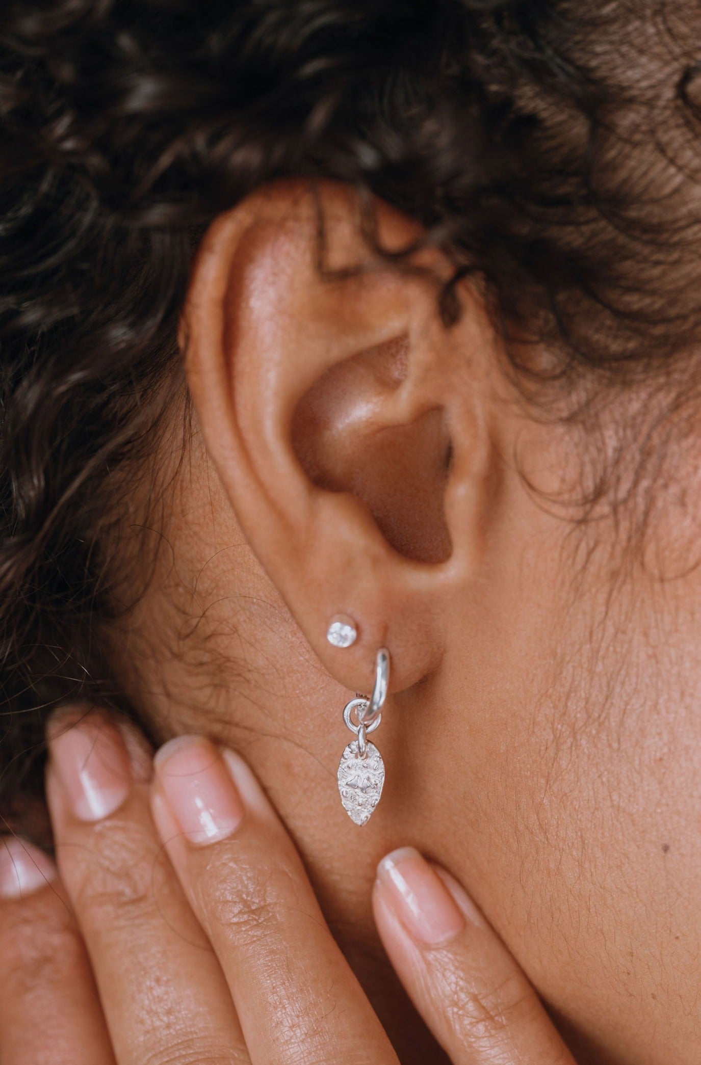 Sterling Silver & Gold Vermeil, Falling Petal Necklace & Earring Set