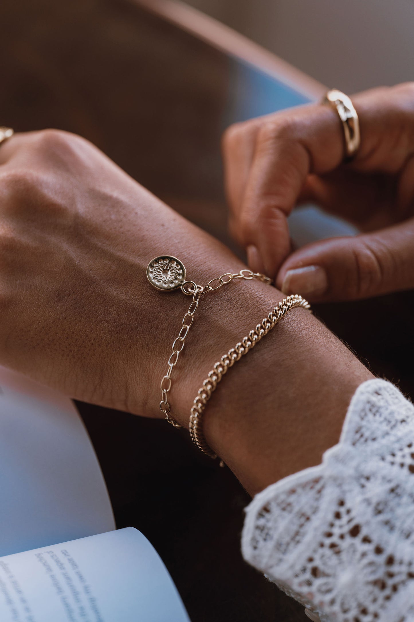 Sterling Silver & Gold Vermeil Family Coin Necklace & Bracelet Set