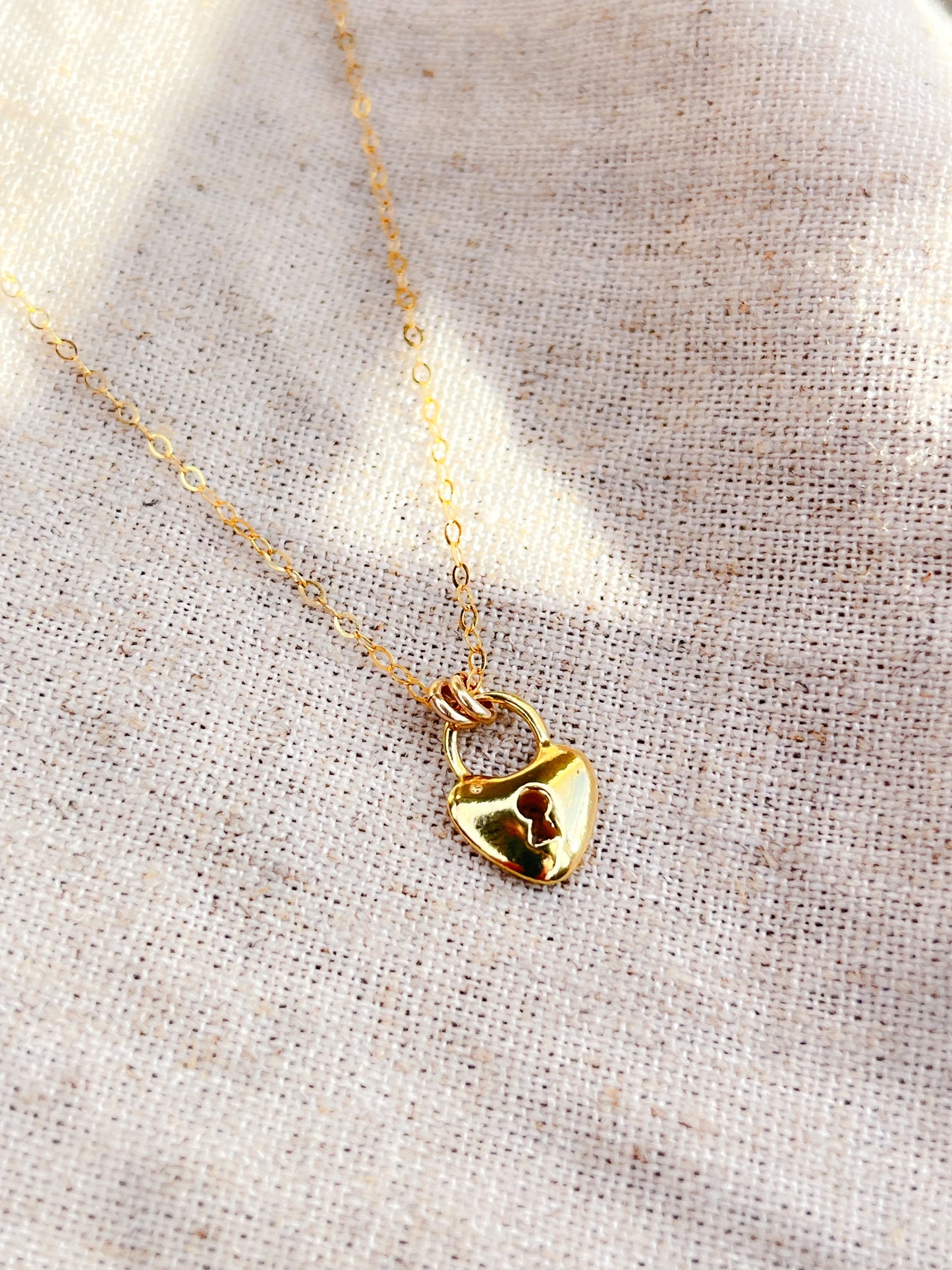 Gold Vermeil Heart Padlock Charm Pendant