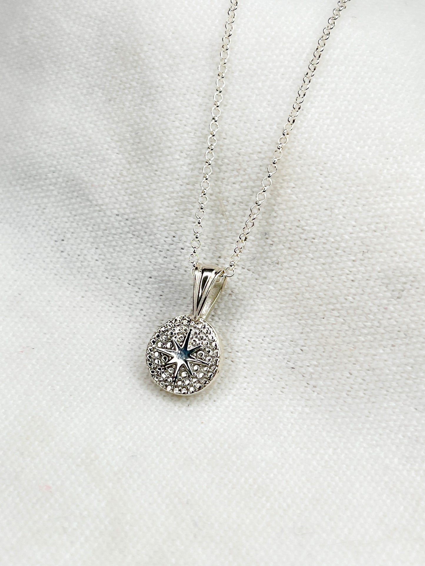 SAMPLE SALE - Sterling Silver North Star Oval Pendant Necklace