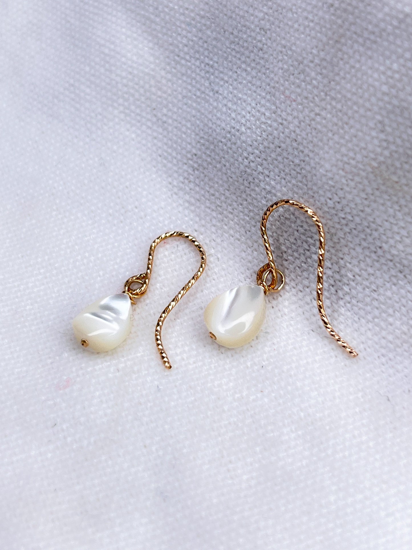 SAMPLE SALE - Gold Vermeil Mother of Pearl Teardrop Earrings