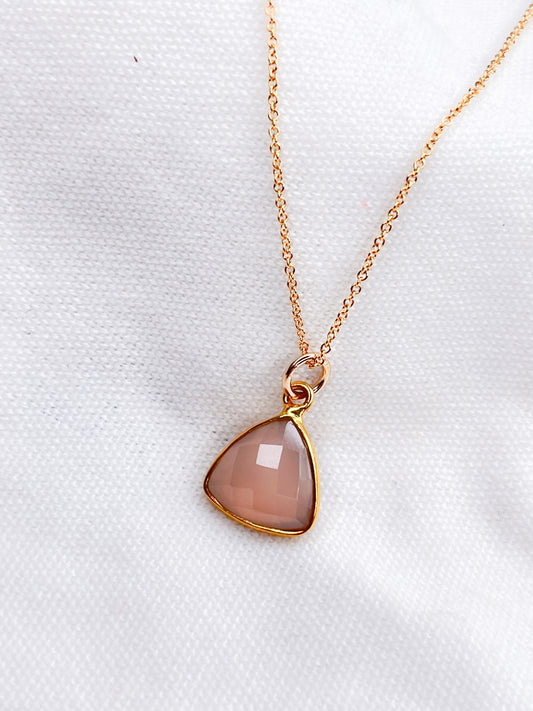 SAMPLE SALE - Gold Vermeil Pink Chalcedony Gemstone Necklace