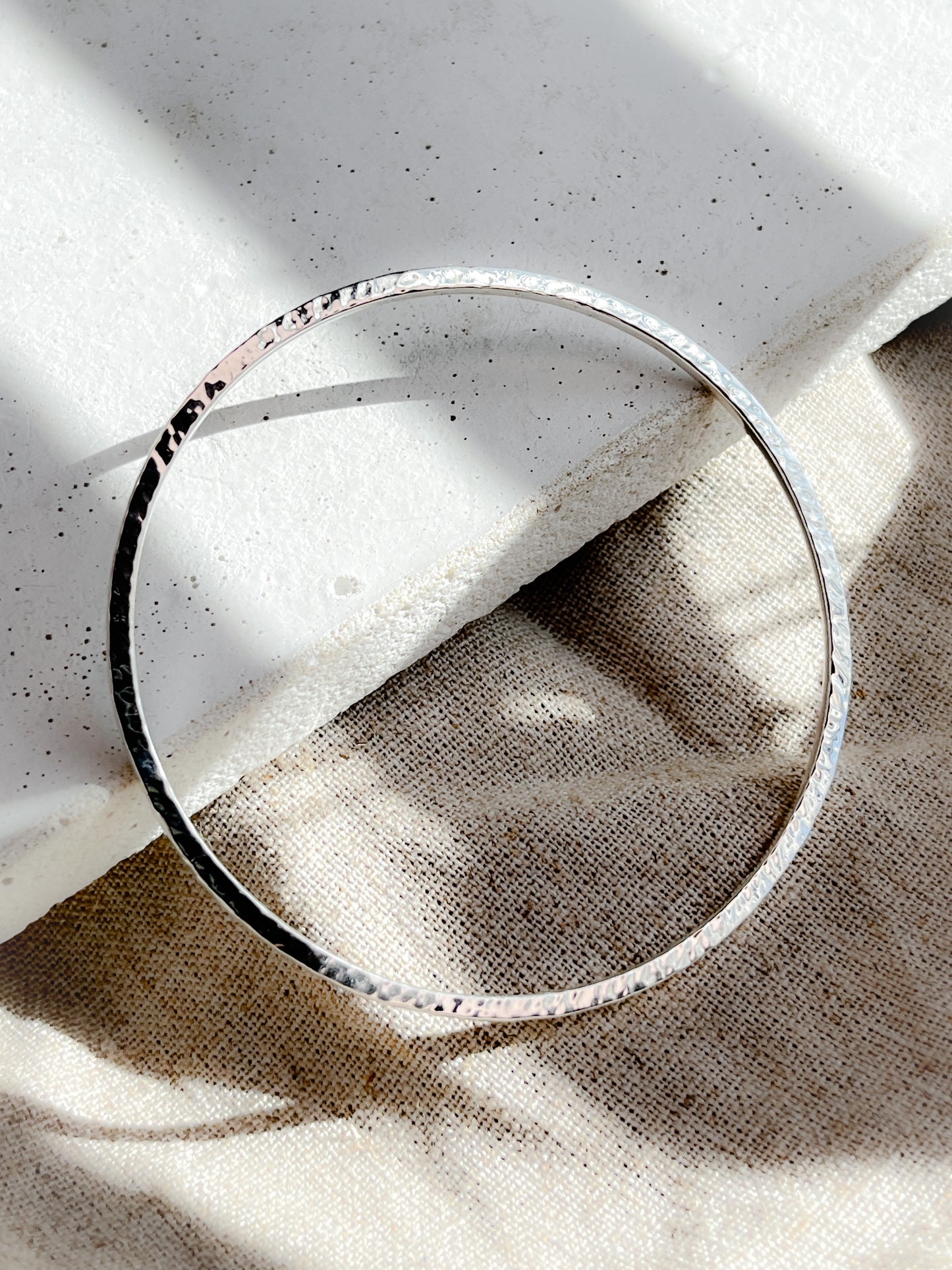 Sterling Silver Hammered Texture Bangle