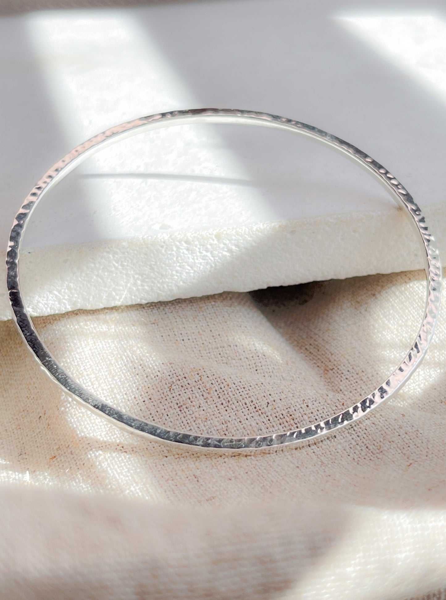 Sterling Silver Hammered Texture Bangle