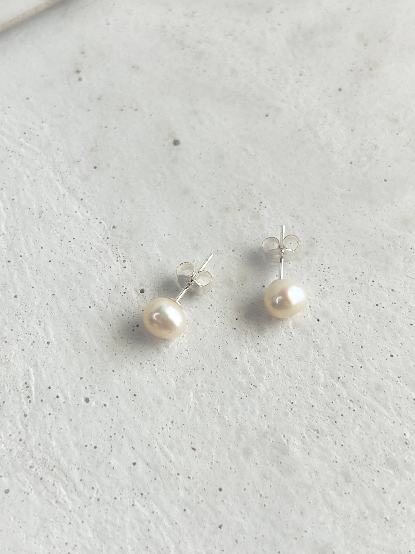 Sterling Silver Freshwater Baroque Pearl Stud Earrings