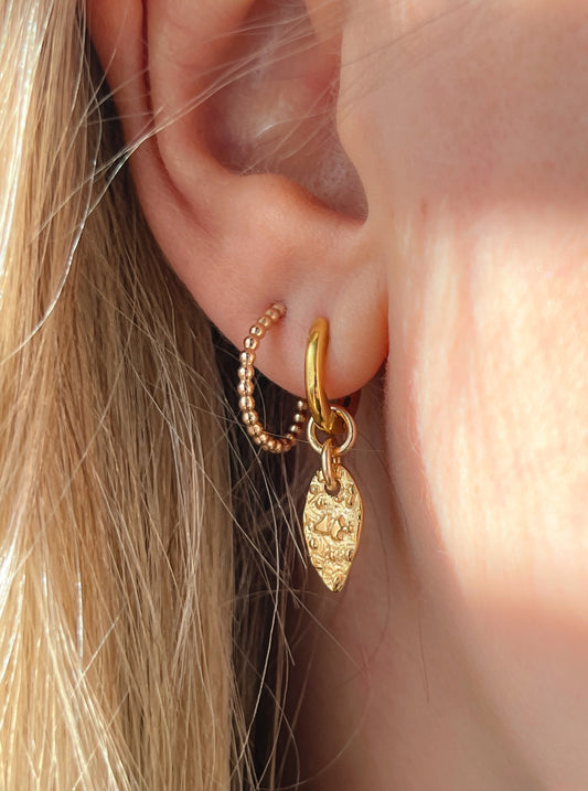 Gold Vermeil Falling Petal Huggie Hoop Earrings