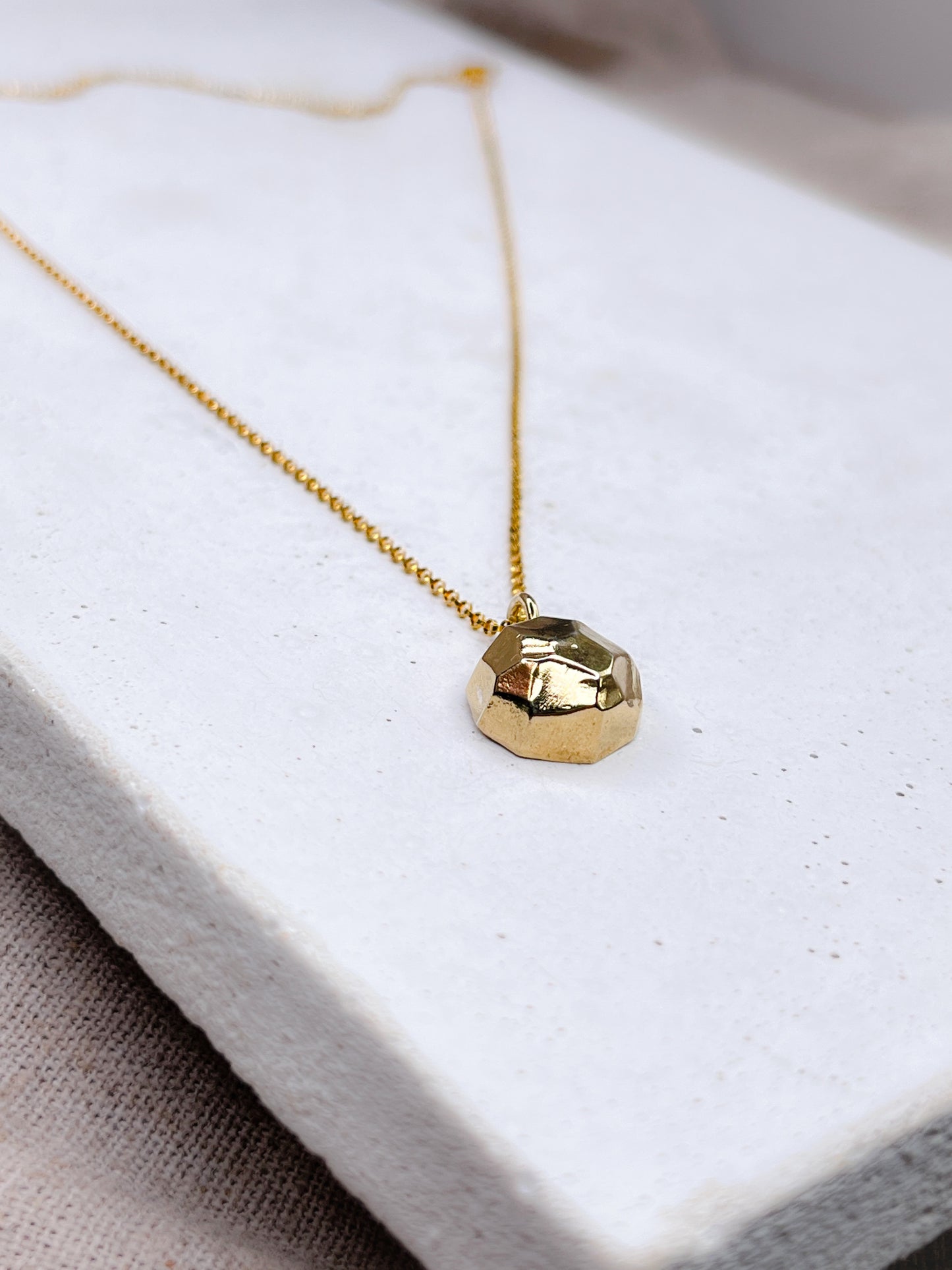 Gold Vermeil Light Catcher Faceted Pendant Necklace