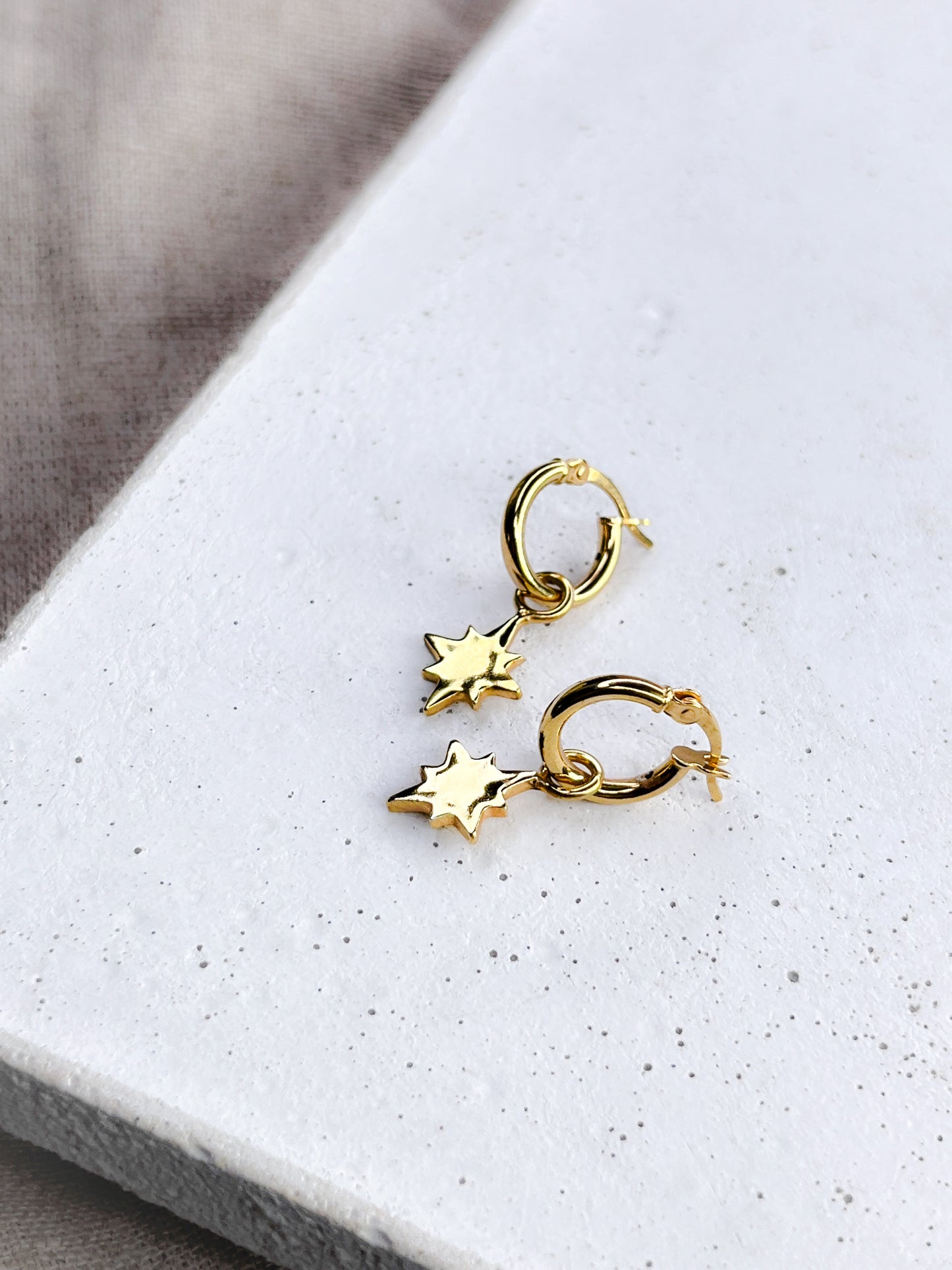 Gold Vermeil Guiding North Star Charm Earrings