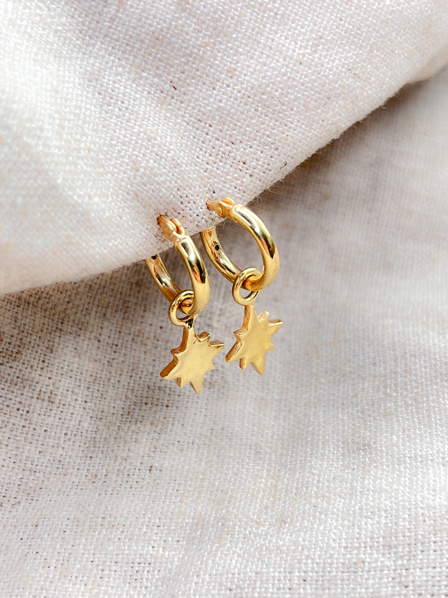Gold Vermeil Guiding North Star Charm Earrings