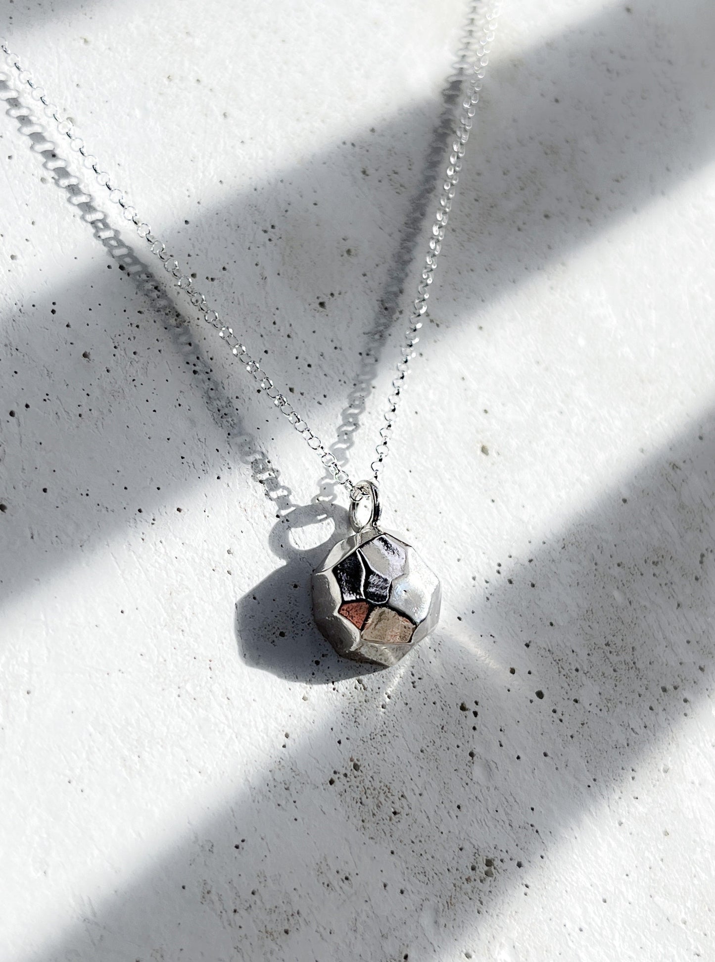 Sterling Silver Light Catcher Faceted Pendant Necklace