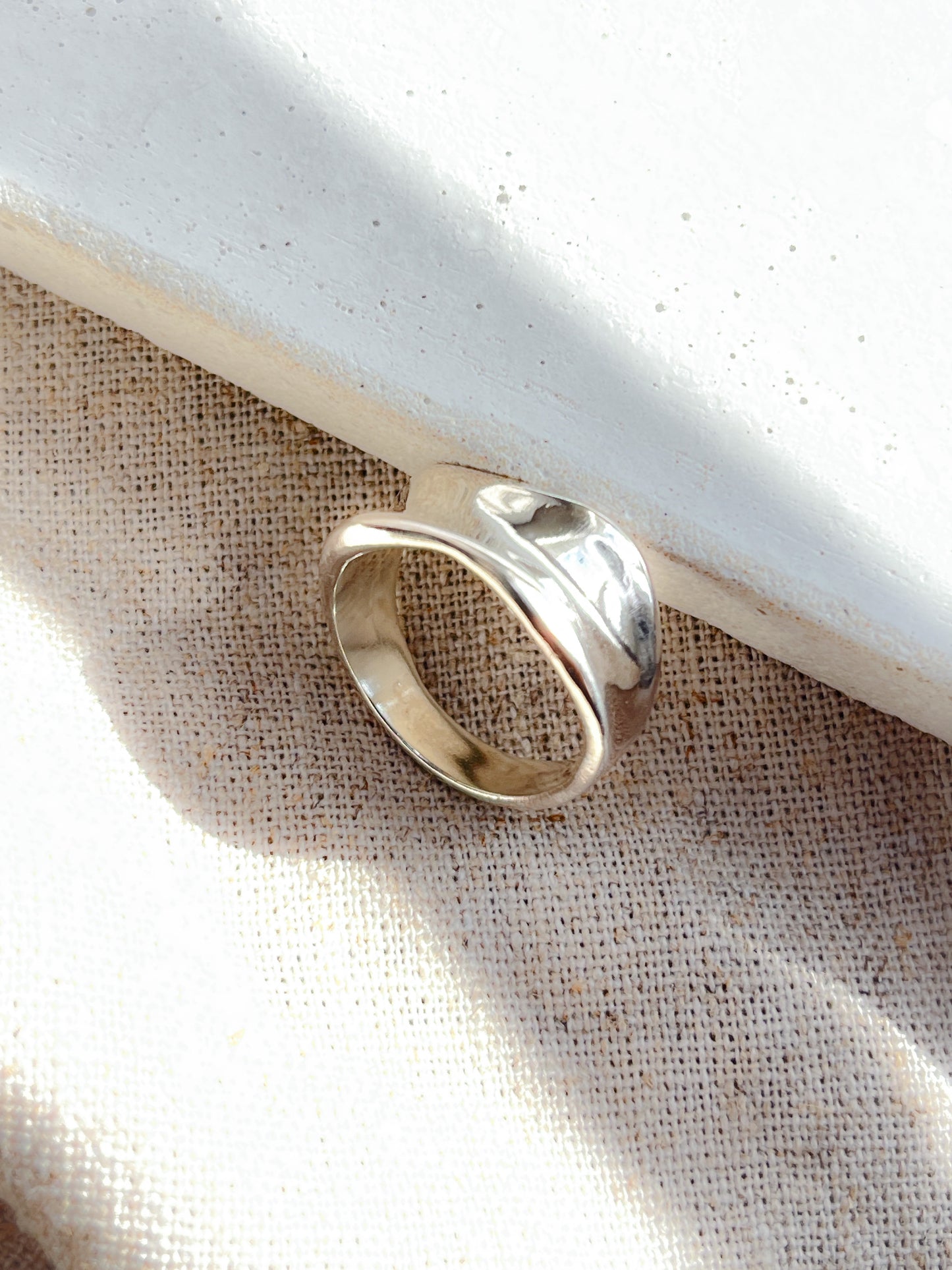 Sterling Silver Wide Flow Curve Ring