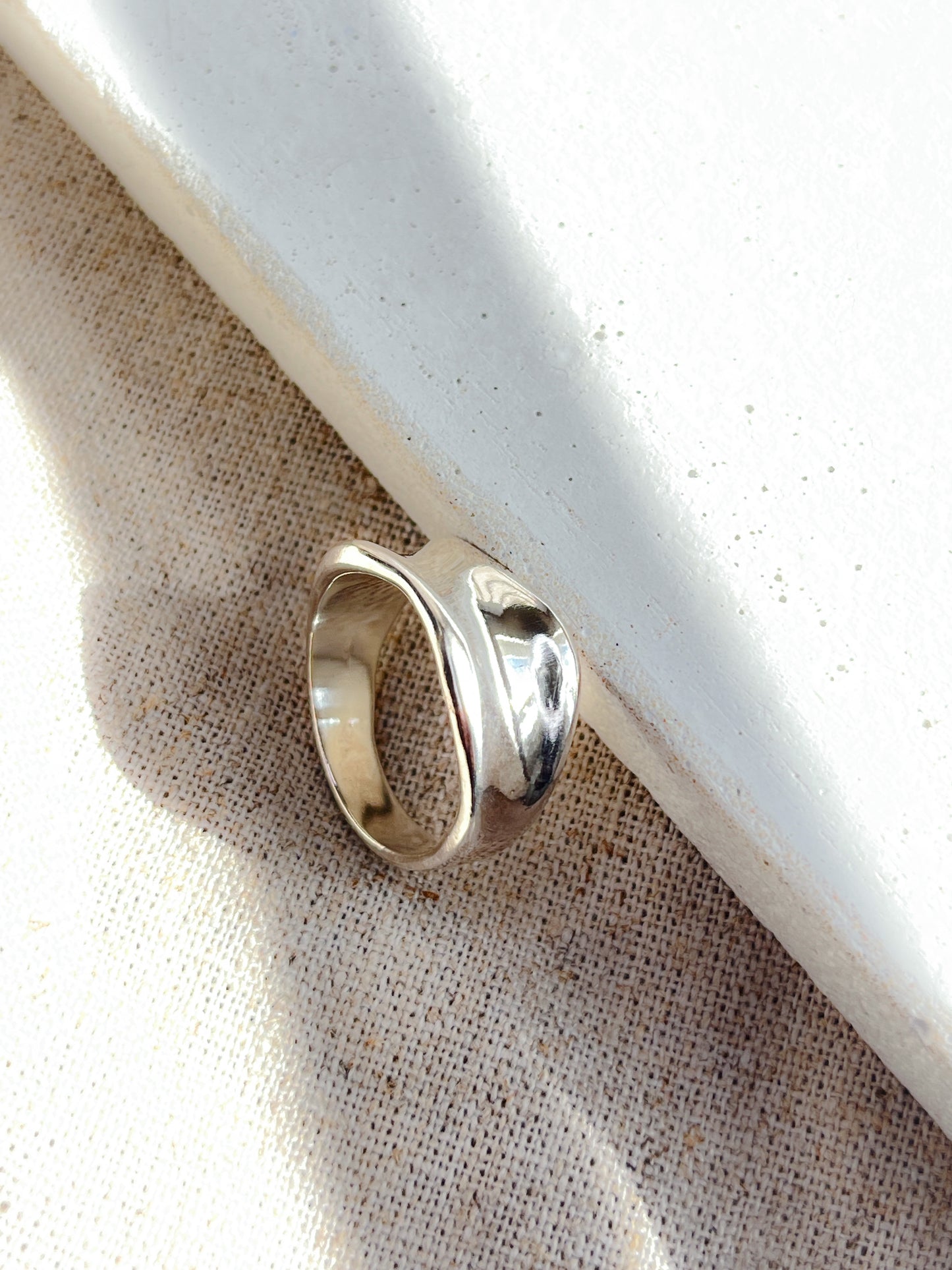 Sterling Silver Wide Flow Curve Ring