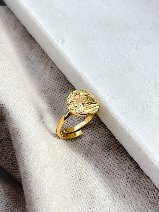 Gold Vermeil Adjustable Warrior Coin Ring