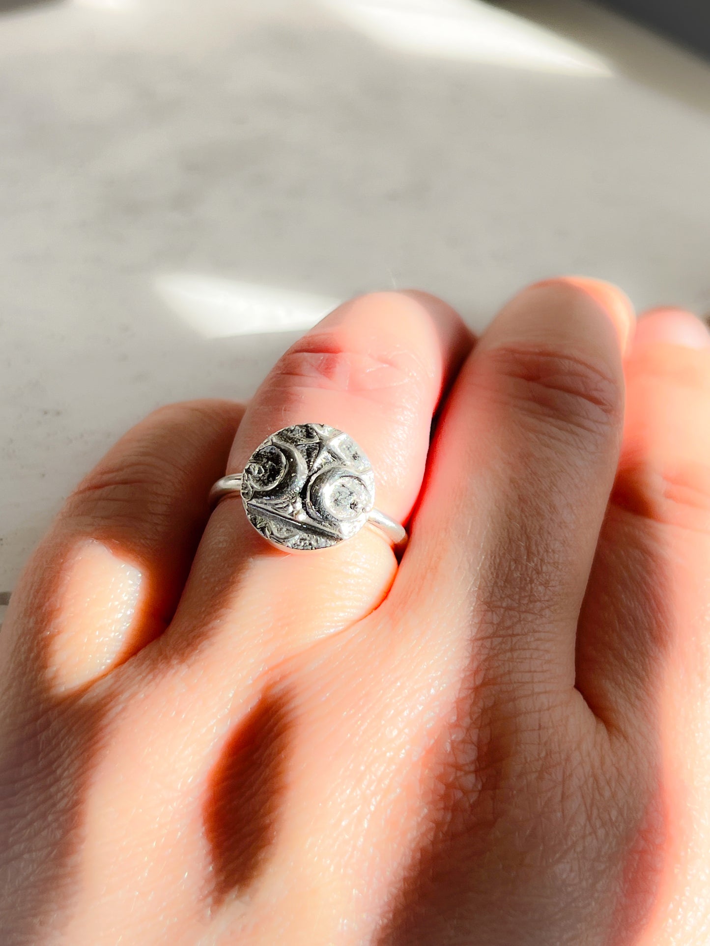 Sterling Silver Adjustable Warrior Coin Ring