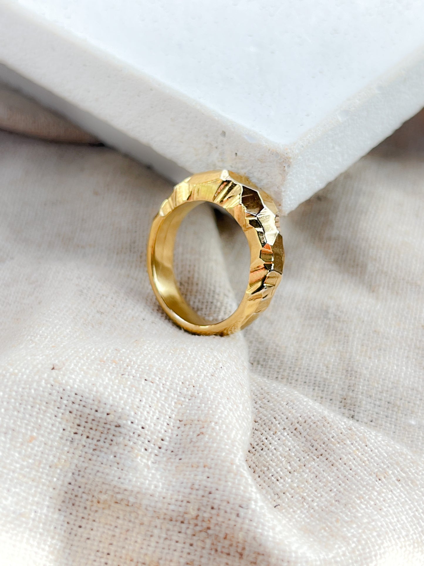 Gold Vermeil Light Catcher Faceted Ring