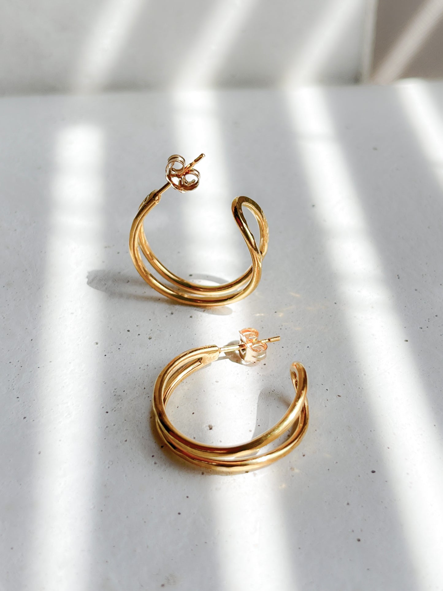 Sterling Silver & Gold Vermeil Double Hoop Flow Earrings