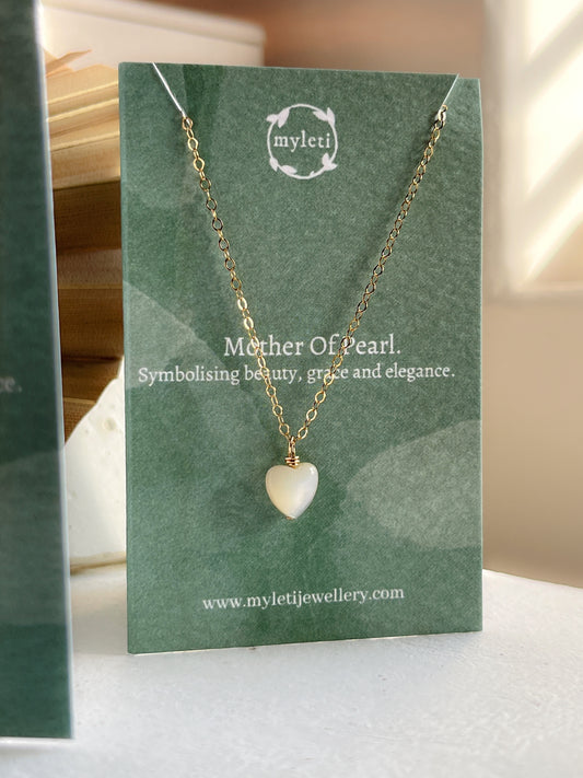 SAMPLE SALE - Gold Mother of Pearl Heart Gift Necklace