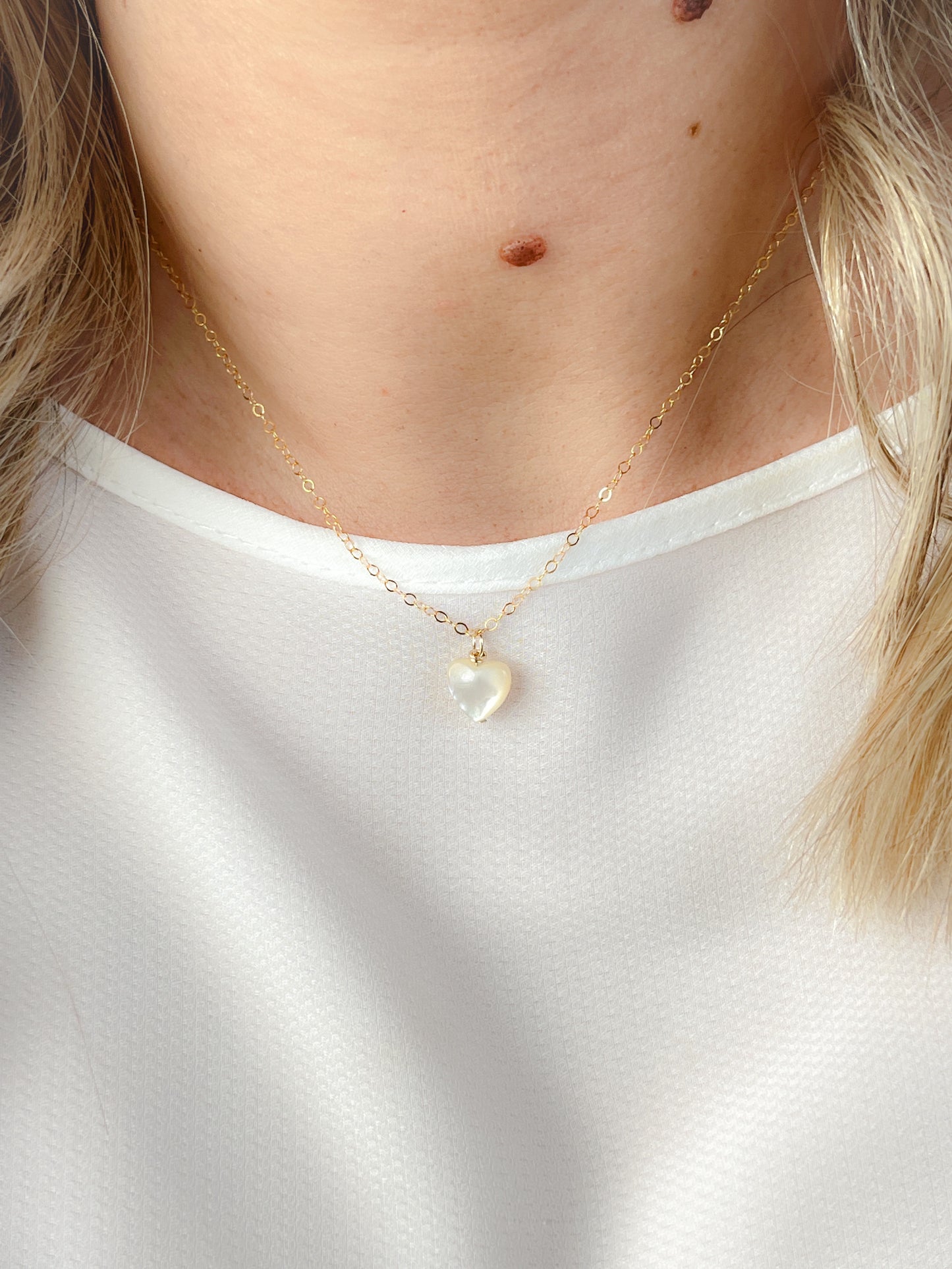 SAMPLE SALE - Gold Mother of Pearl Heart Gift Necklace