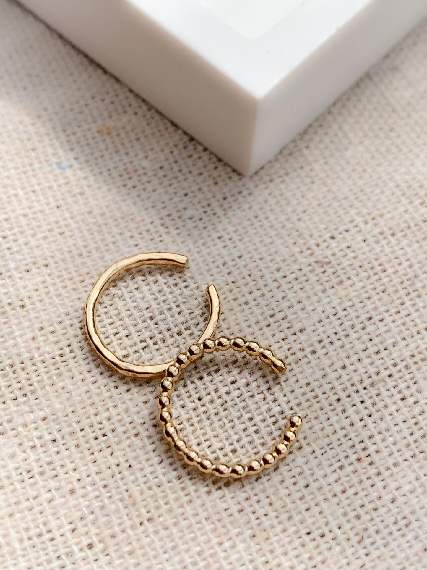 Gold Vermeil Hammered and Bubble Ear Cuffs - Myleti Jewellery