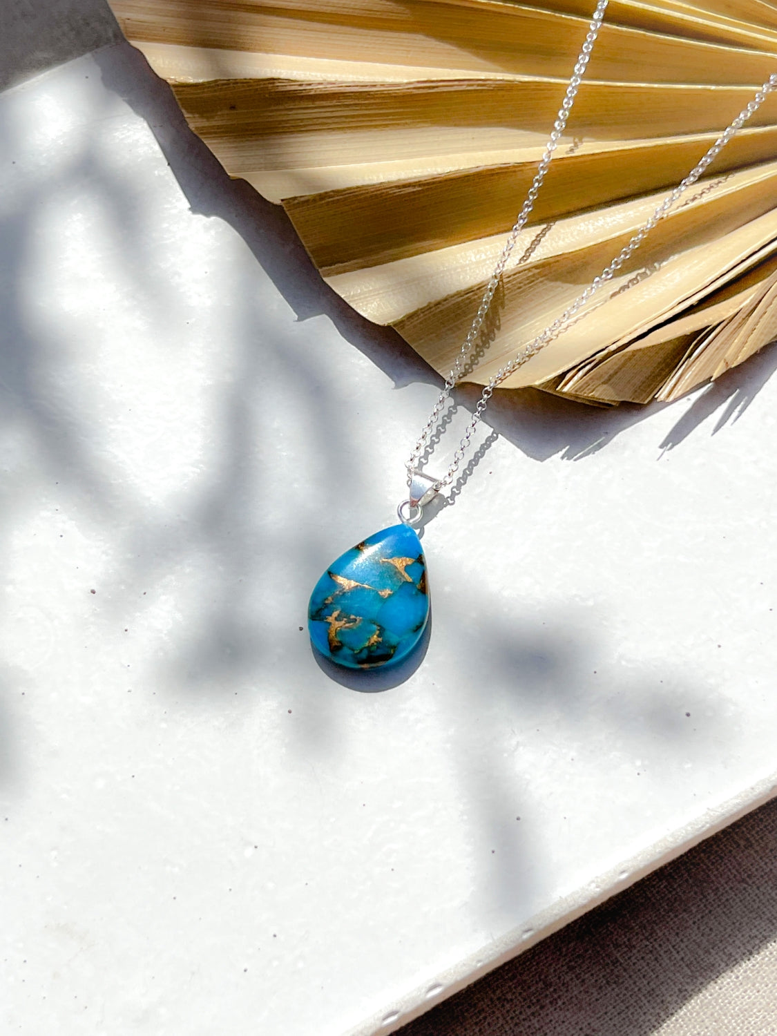 Sterling Silver Copper Turquoise Teardrop Pendant - Myleti Jewellery