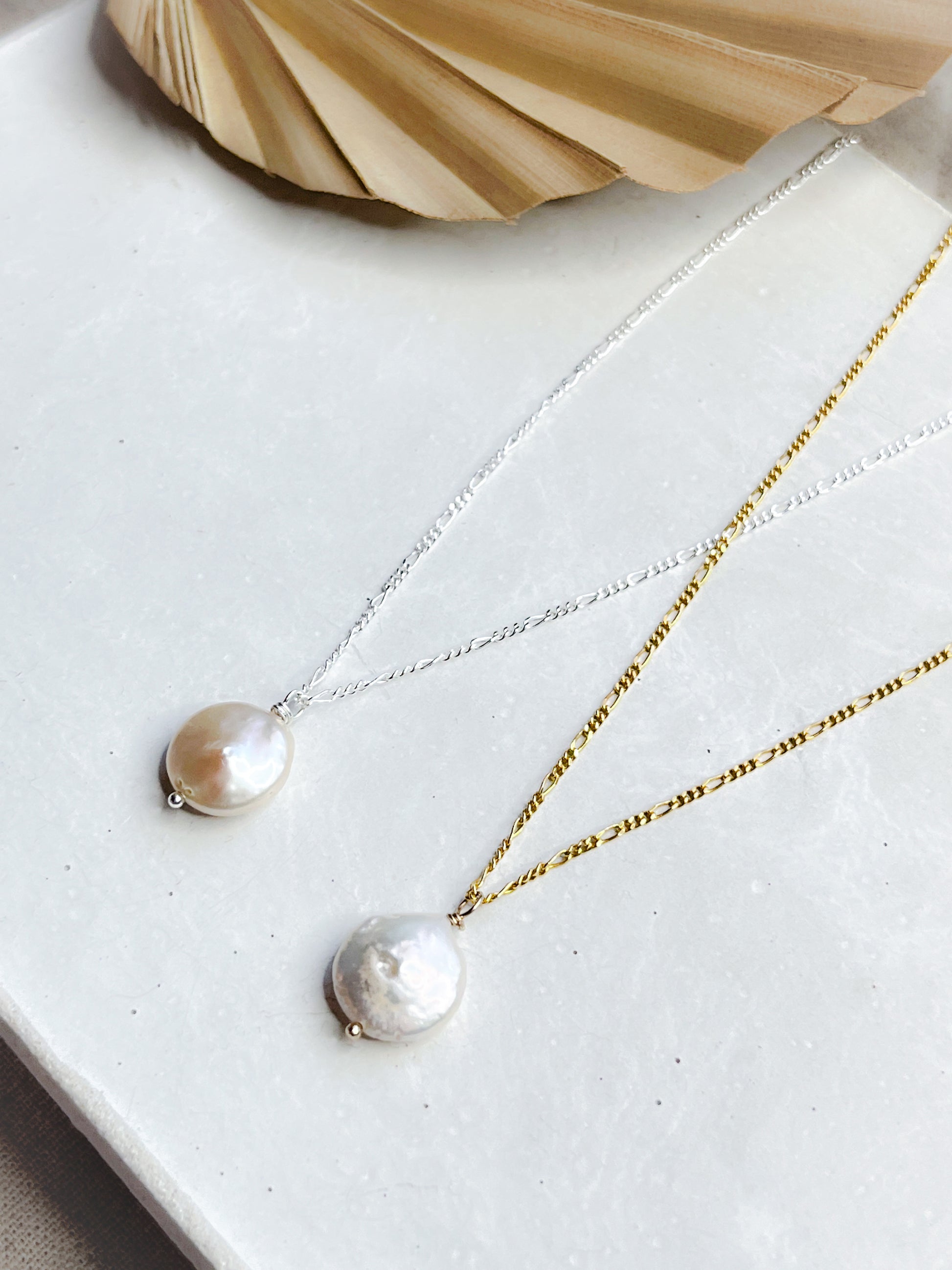 Sterling Silver & Gold Vermeil Freshwater Coin Pearl Pendant Necklace –  Myleti Jewellery