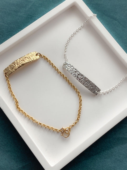 Eco Sterling Silver and Gold Vermeil Molten Bar Bracelet - Myleti Jewellery