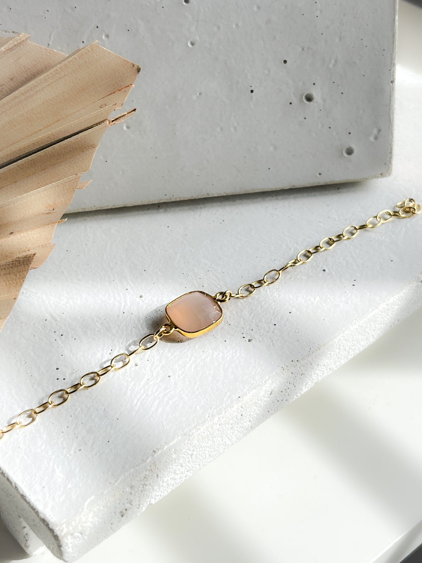 SAMPLE SALE - Gold Vermeil Pink Chalcedony Gemstone Bracelet