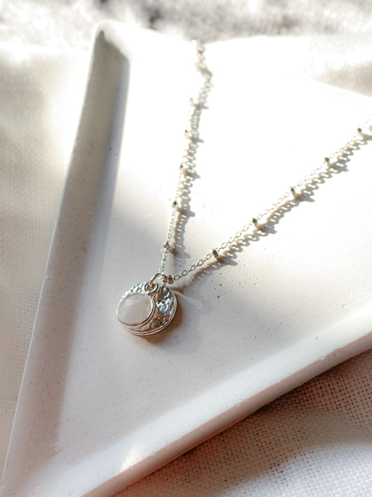 Handmade sterling silver full moon and moonstone necklace - Myleti Jewellery