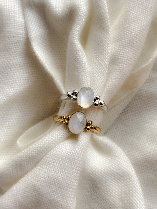 Handmade Sterling Silver and Gold Vermeil Moonstone Cluster Ring - Myleti Jewellery